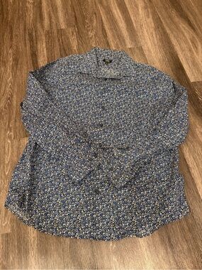 Express Men's Blue Floral Button-Down Dress Shirt